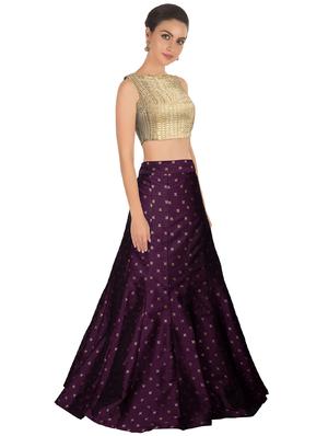 purple silk flared lehenga - 17909477 - Standard Image - 2