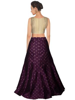 purple silk flared lehenga - 17909477 - Standard Image - 3