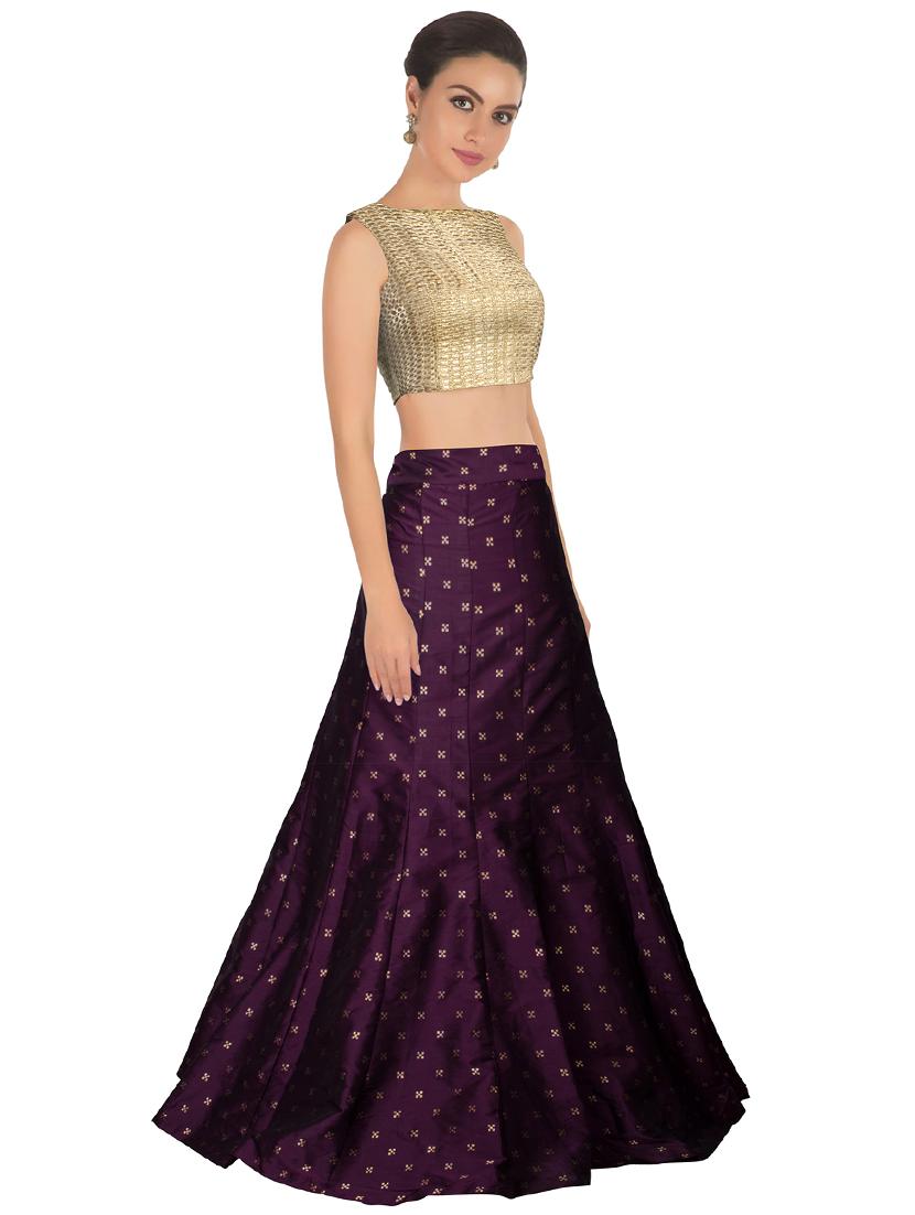 purple silk flared lehenga - 17909477 - Zoom Image - 2