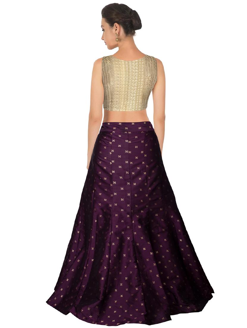 purple silk flared lehenga - 17909477 - Zoom Image - 3