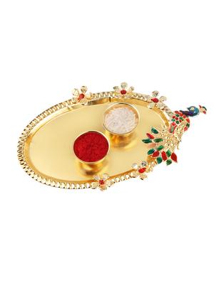 pack of 2 rakhi set with roli chawal, greeting card and kankawati pooja thali - 17910193 - Standard Image - 3