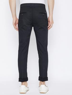 black printed flat front casual trouser - 17910863 - Standard Image - 3