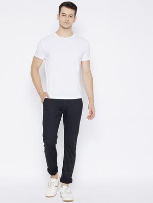 black printed flat front casual trouser - 17910863 - Standard Image - 4