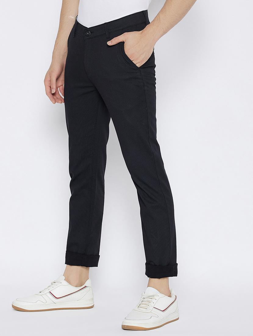 black printed flat front casual trouser - 17910863 - Zoom Image - 2
