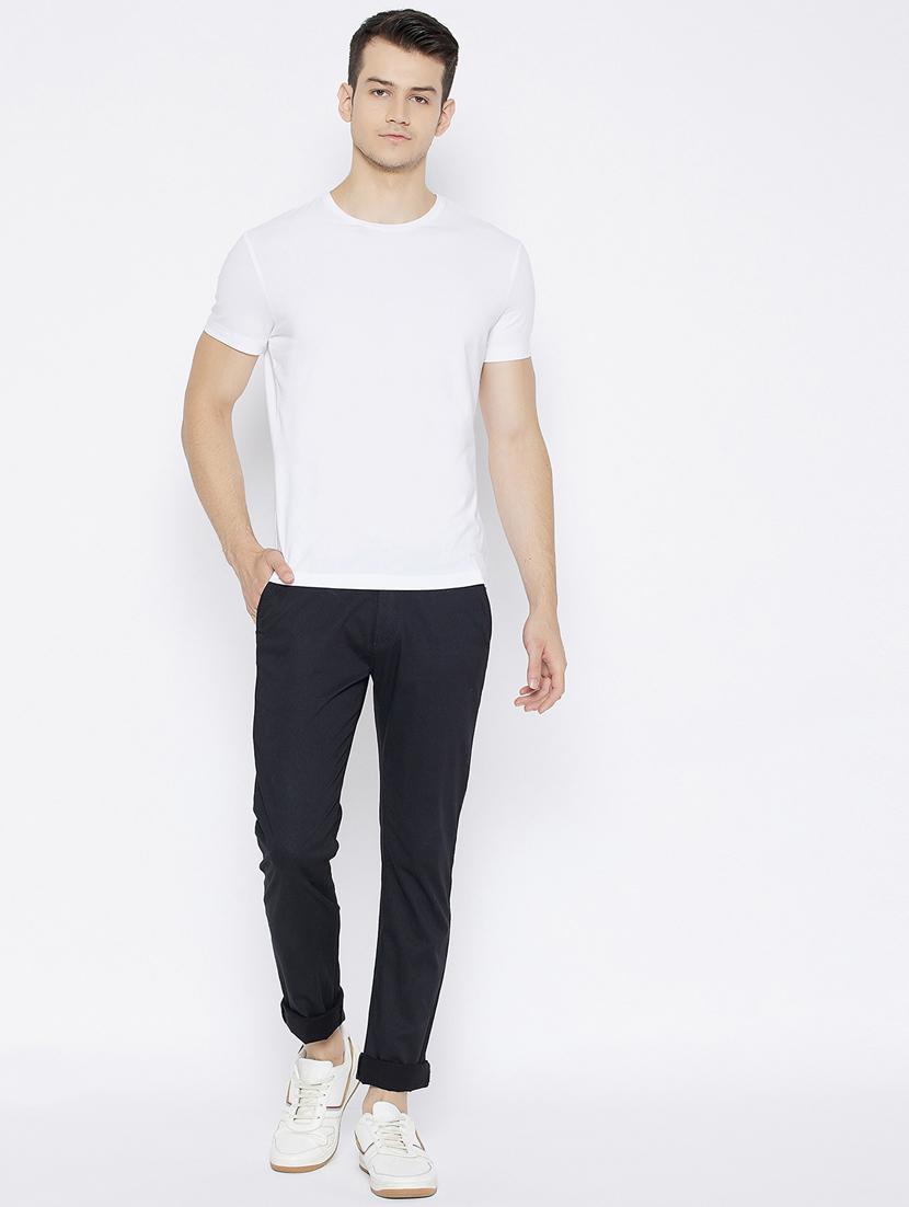 black printed flat front casual trouser - 17910863 - Zoom Image - 4