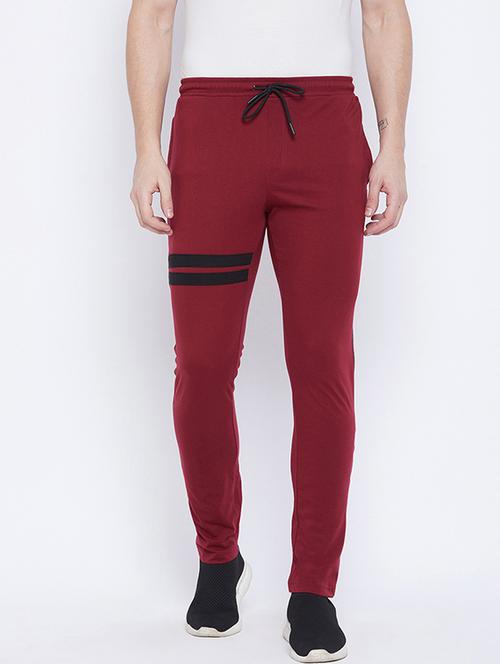 maroon striped track pants - 17911183 - Standard Image - 1