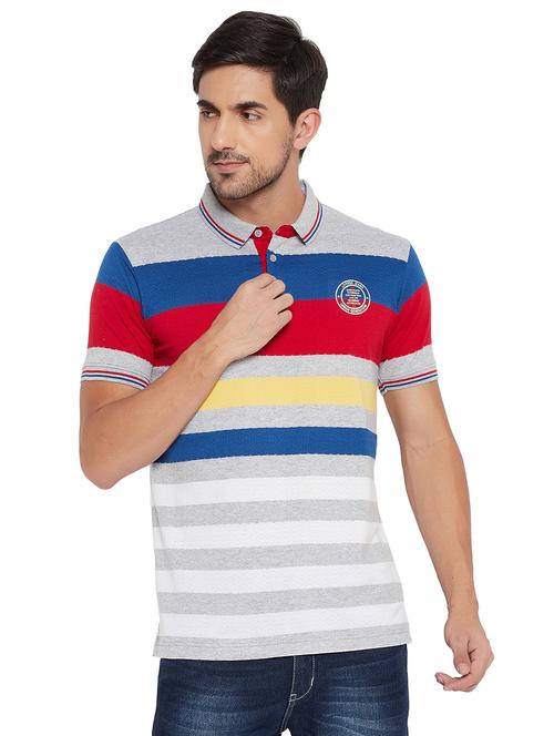 grey striped polo t-shirt - 17911219 - Very Small Image - 1
