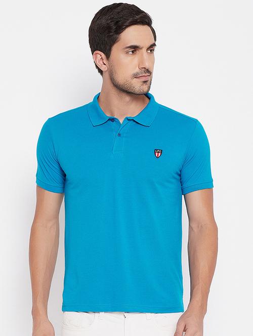 turquoise solid polo t-shirt - 17911233 - Standard Image - 1
