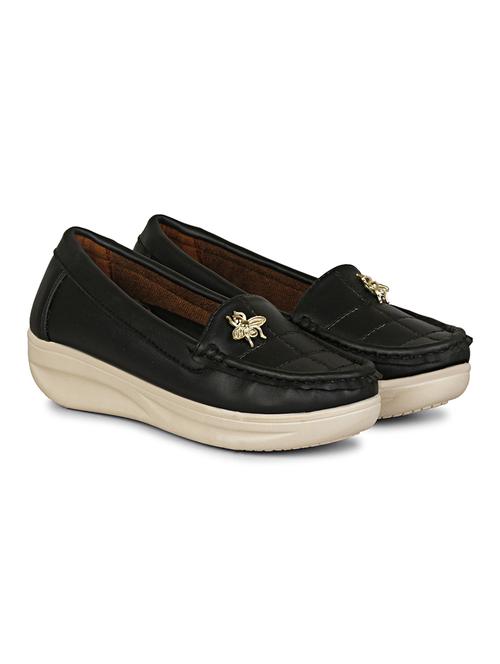 black synthetic slip on loafers - 17911644 - Standard Image - 1