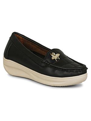 black synthetic slip on loafers - 17911644 - Standard Image - 2