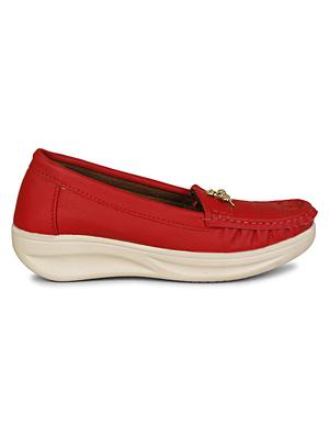 red synthetic slip on loafers - 17911646 - Standard Image - 3