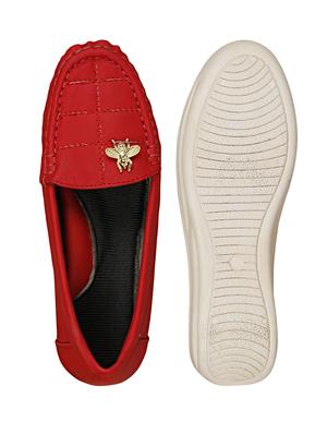 red synthetic slip on loafers - 17911646 - Standard Image - 5