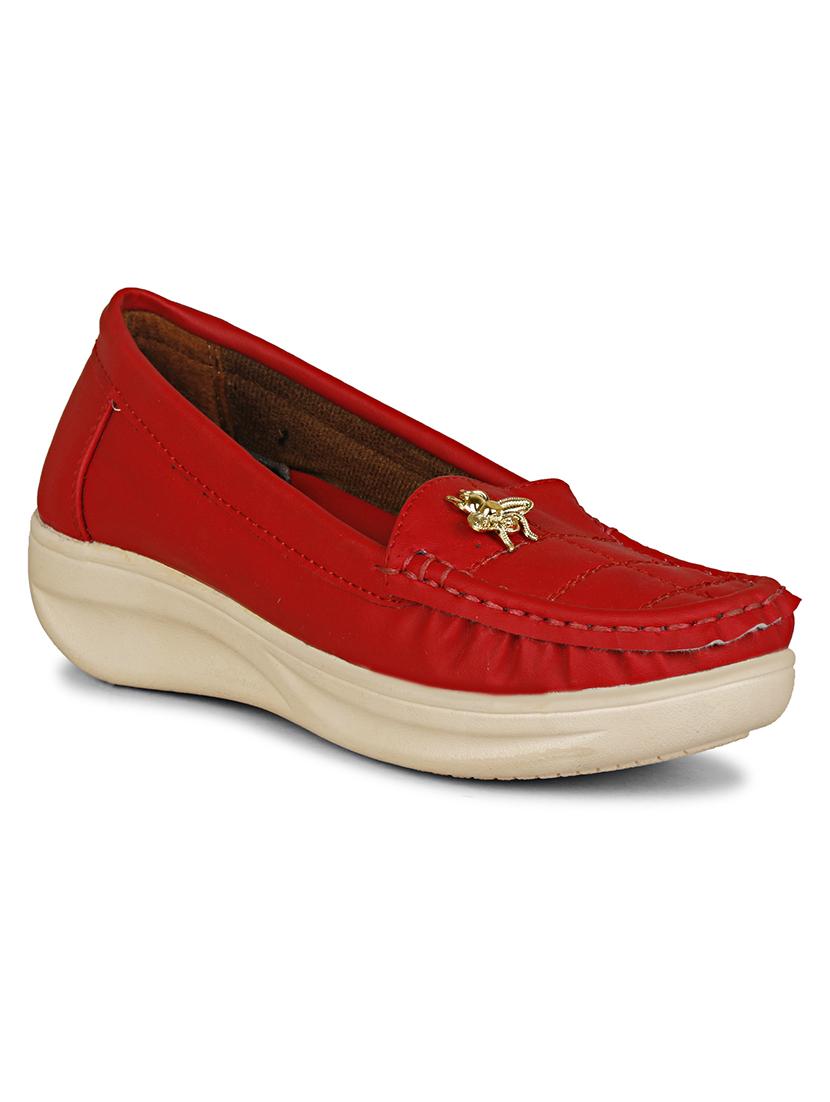 red synthetic slip on loafers - 17911646 - Zoom Image - 2