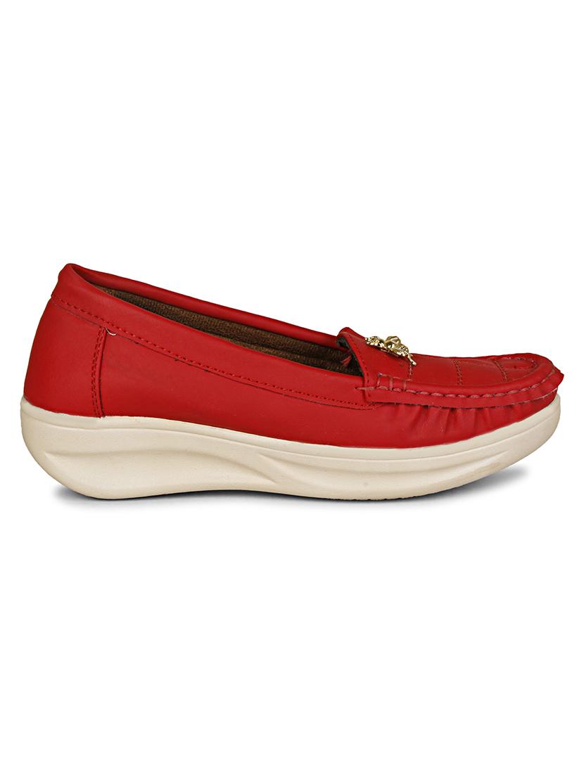 red synthetic slip on loafers - 17911646 - Zoom Image - 3