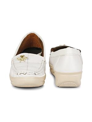 white synthetic slip on loafers - 17911648 - Standard Image - 4