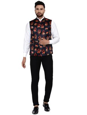 black printed nehru jacket - 17911735 - Standard Image - 4
