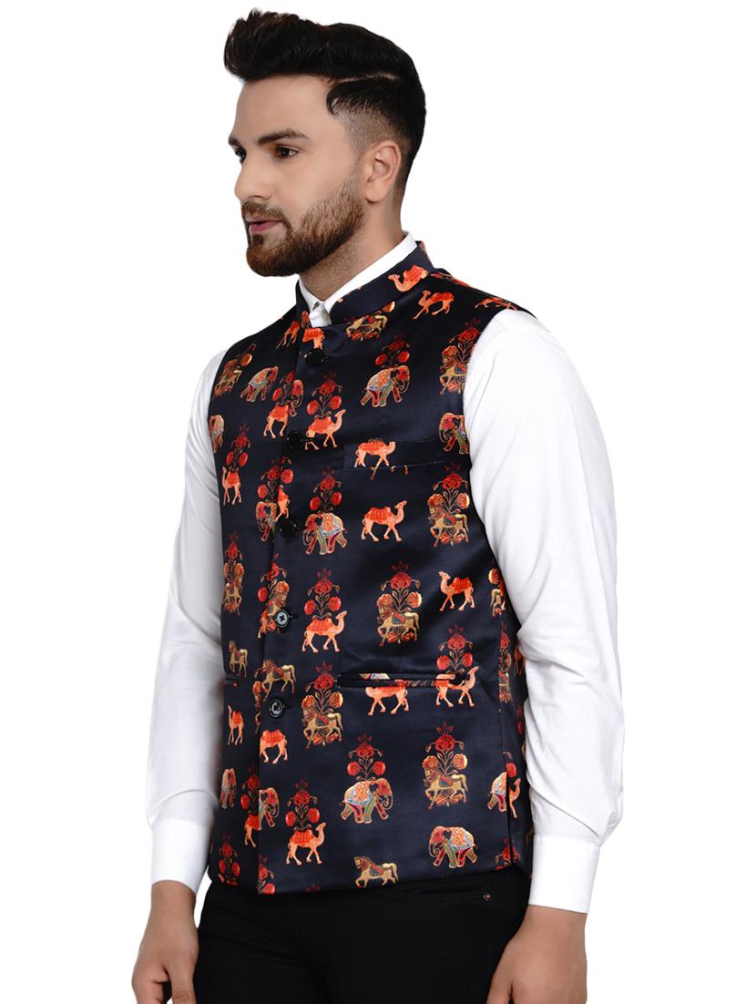 black printed nehru jacket - 17911735 - Zoom Image - 2