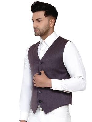 purple solid classic waist coat - 17911803 - Standard Image - 2