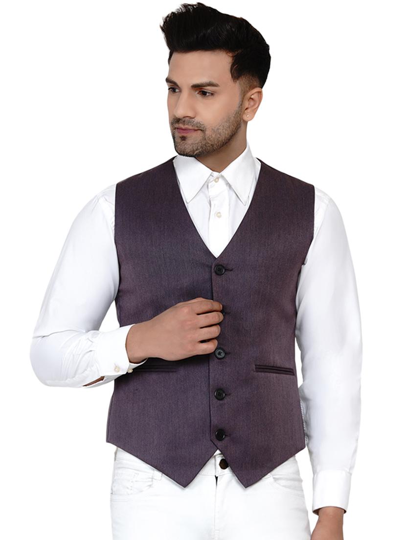 purple solid classic waist coat - 17911803 - Zoom Image - 1