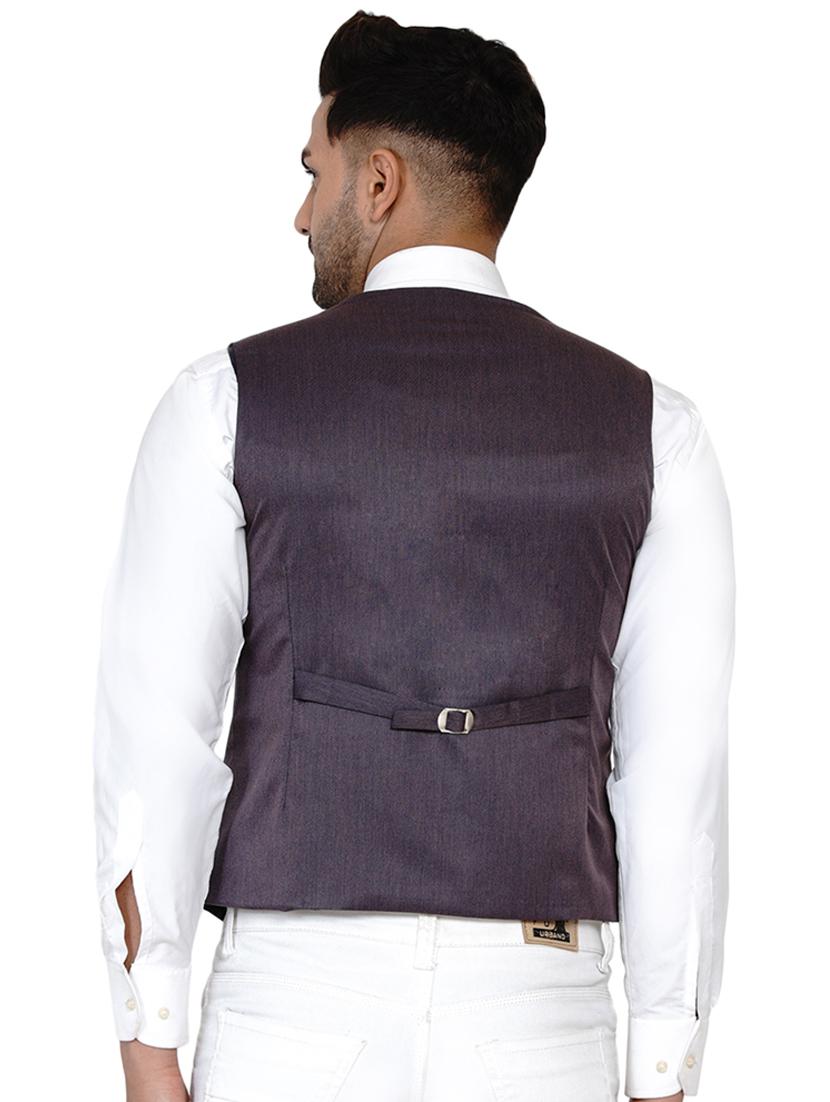 purple solid classic waist coat - 17911803 - Zoom Image - 3