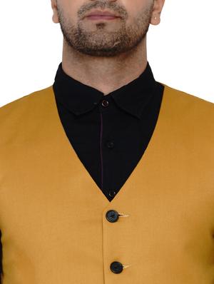 gold solid classic waist coat - 17911815 - Standard Image - 4