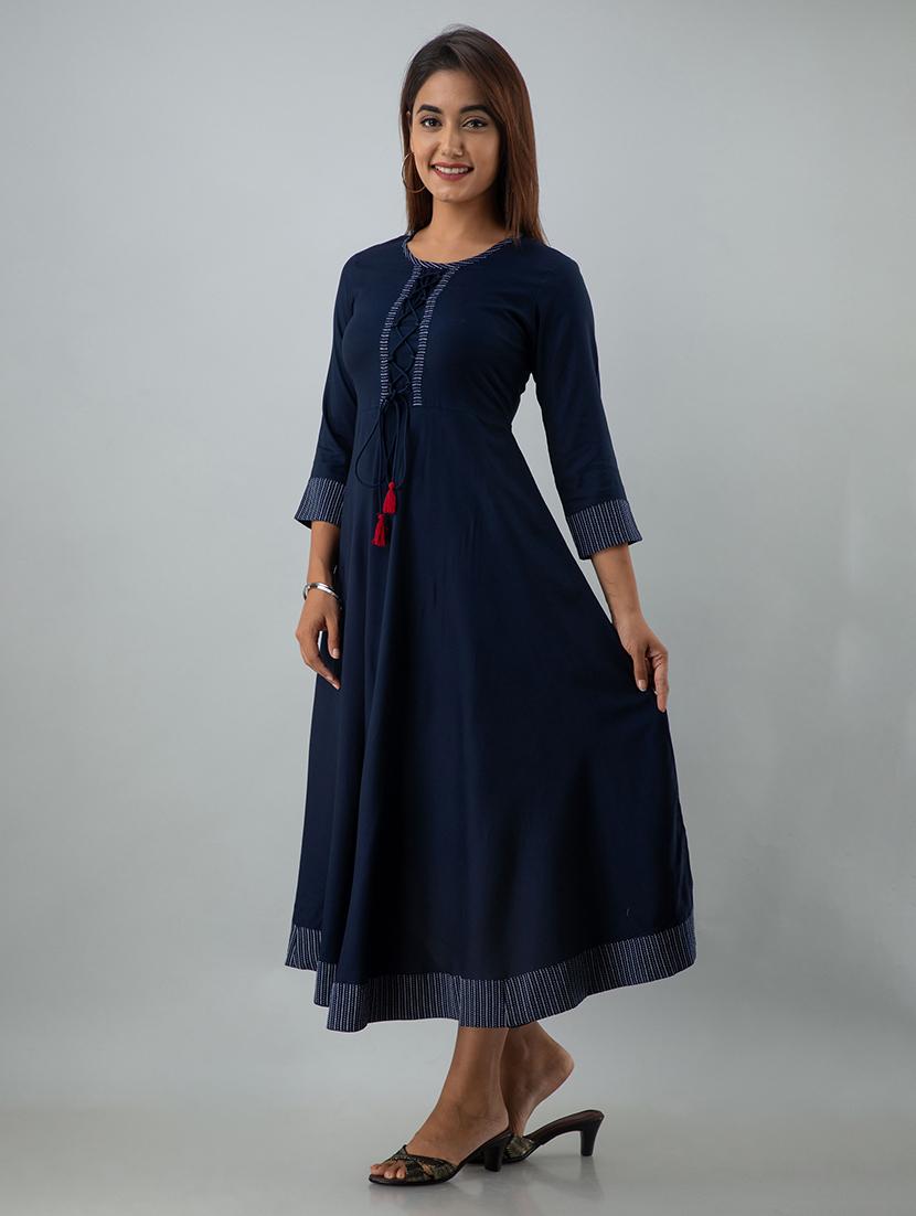 solid flared kurta - 17911822 - Zoom Image - 1