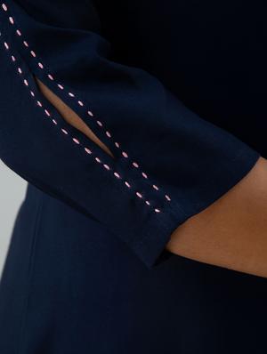 navy blue solid a-line kurta - 17911829 - Standard Image - 4