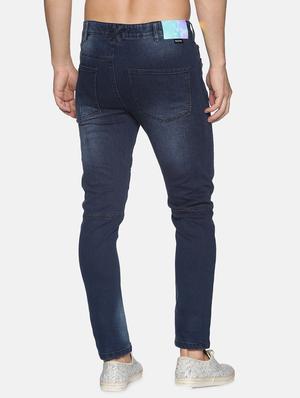 dark blue light washed ripped biker denim jean - 17912119 - Standard Image - 3