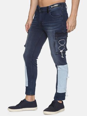 blue light watched patched denim jeans - 17912128 - Standard Image - 2