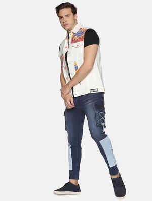 blue light watched patched denim jeans - 17912128 - Standard Image - 4