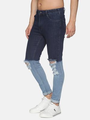 blue color block distressed denim jeans - 17912140 - Standard Image - 2