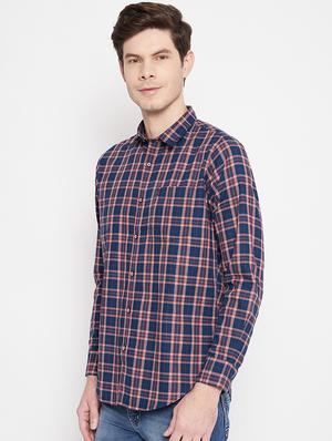 navy blue checkered casual shirt - 17912146 - Standard Image - 2