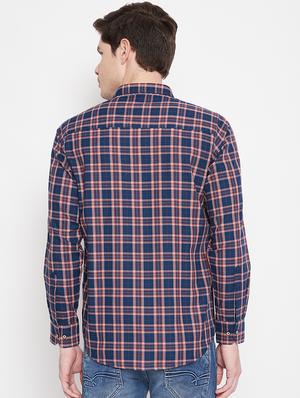 navy blue checkered casual shirt - 17912146 - Standard Image - 3