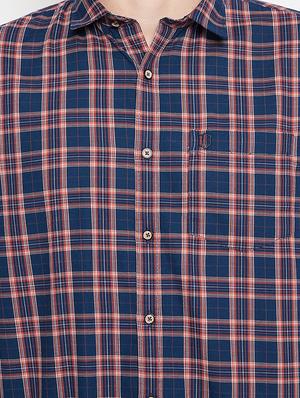navy blue checkered casual shirt - 17912146 - Standard Image - 5