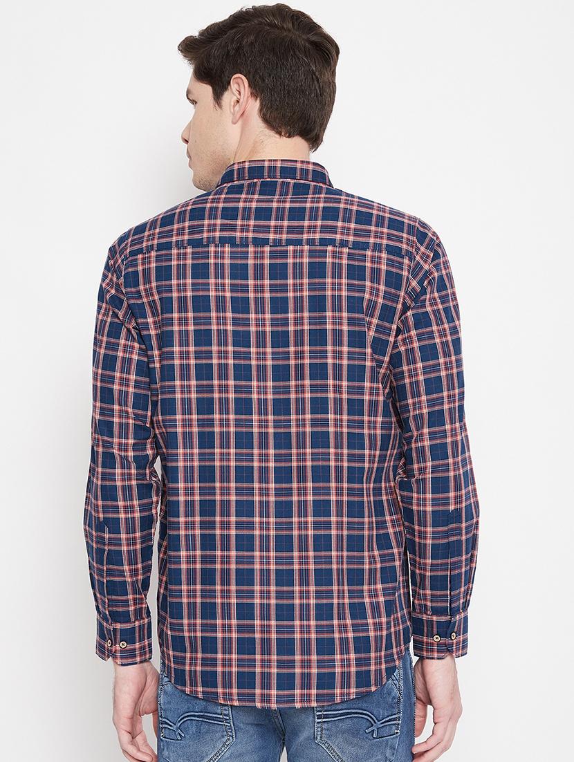 navy blue checkered casual shirt - 17912146 - Zoom Image - 3