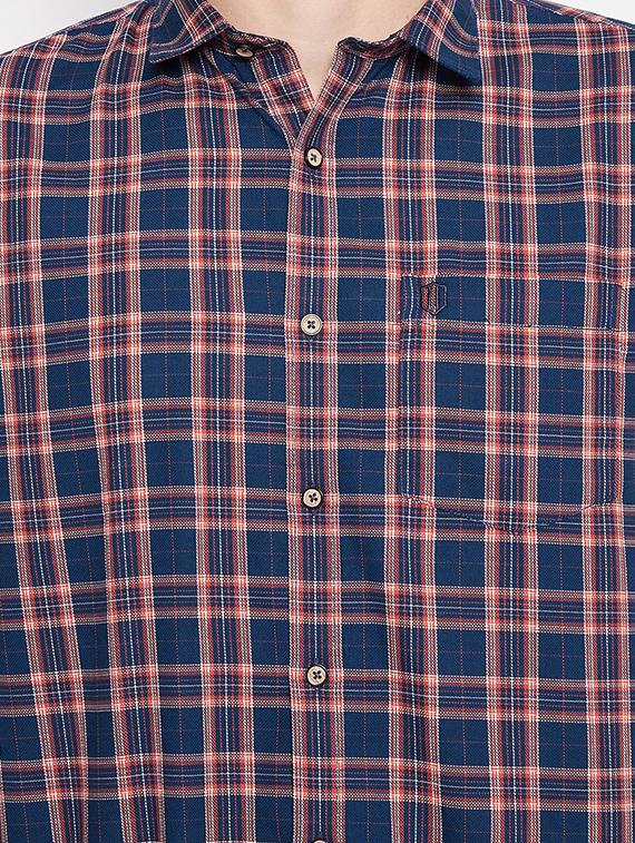 navy blue checkered casual shirt - 17912146 - Zoom Image - 5