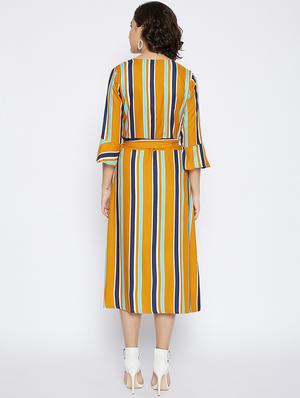 tie front striped a-line dress - 17913101 - Standard Image - 3