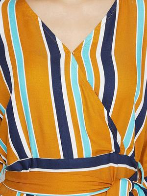 tie front striped a-line dress - 17913101 - Standard Image - 4