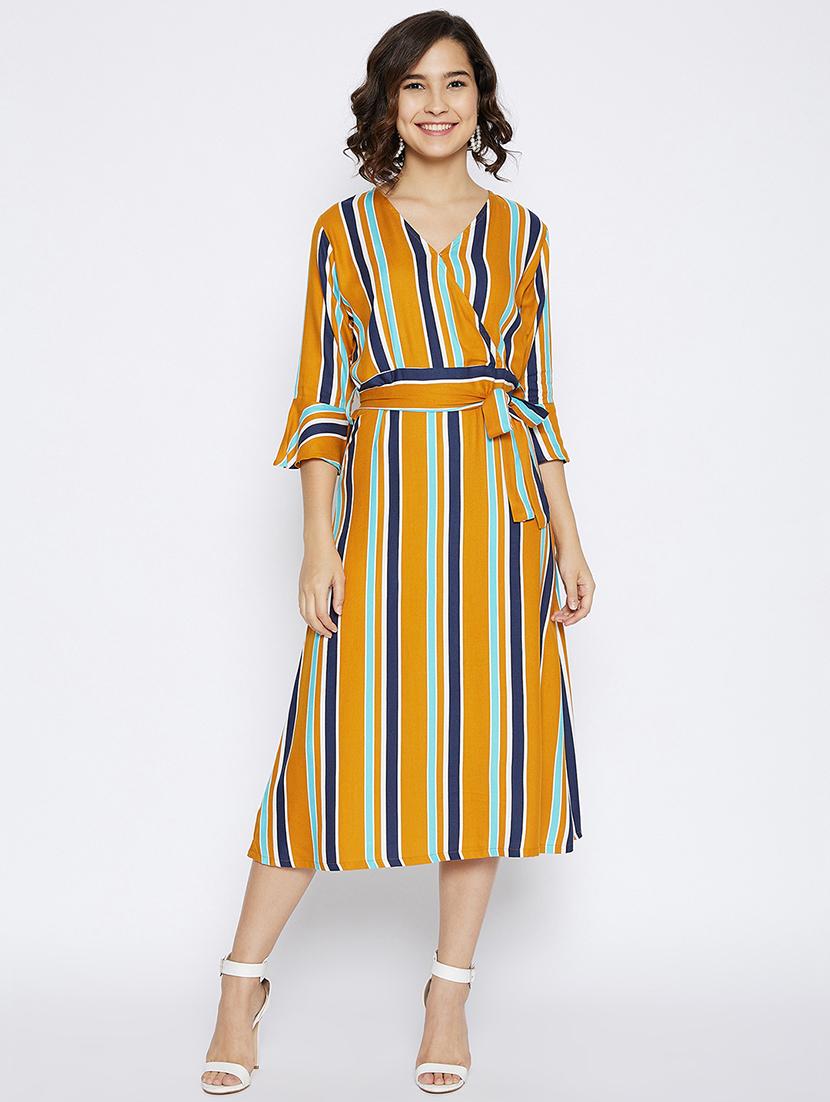 tie front striped a-line dress - 17913101 - Zoom Image - 1