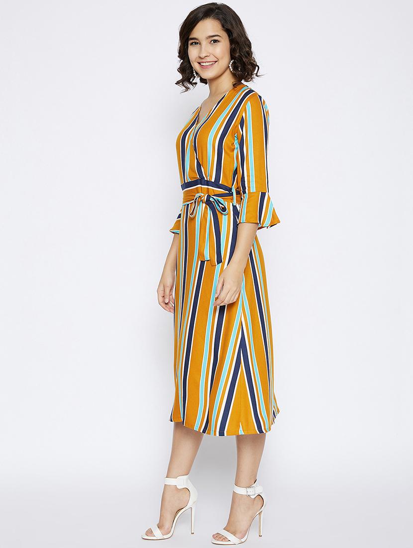 tie front striped a-line dress - 17913101 - Zoom Image - 2
