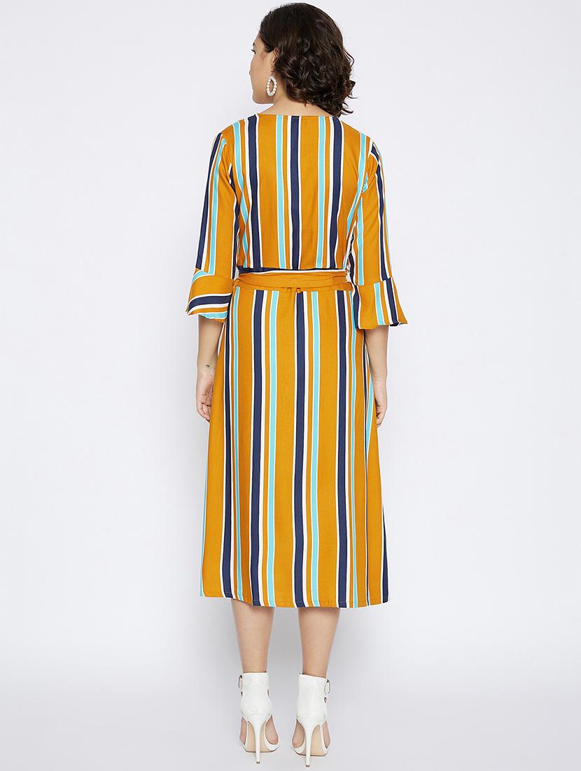 tie front striped a-line dress - 17913101 - Zoom Image - 3