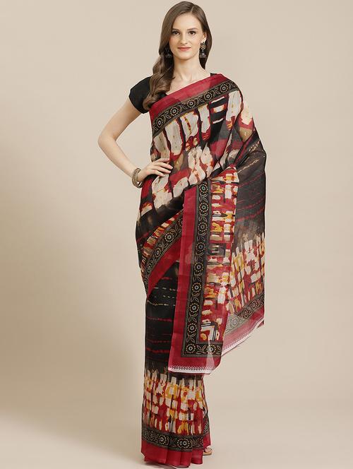 abstract printed saree with blouse - 17913825 - Standard Image - 1