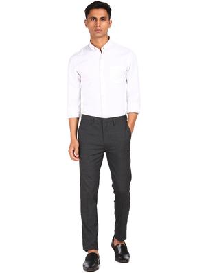 grey checkered flat front formal trouser - 17914545 - Standard Image - 4