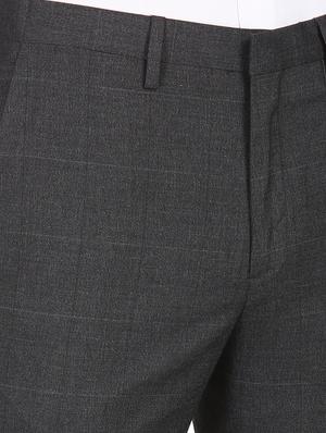 grey checkered flat front formal trouser - 17914545 - Standard Image - 5