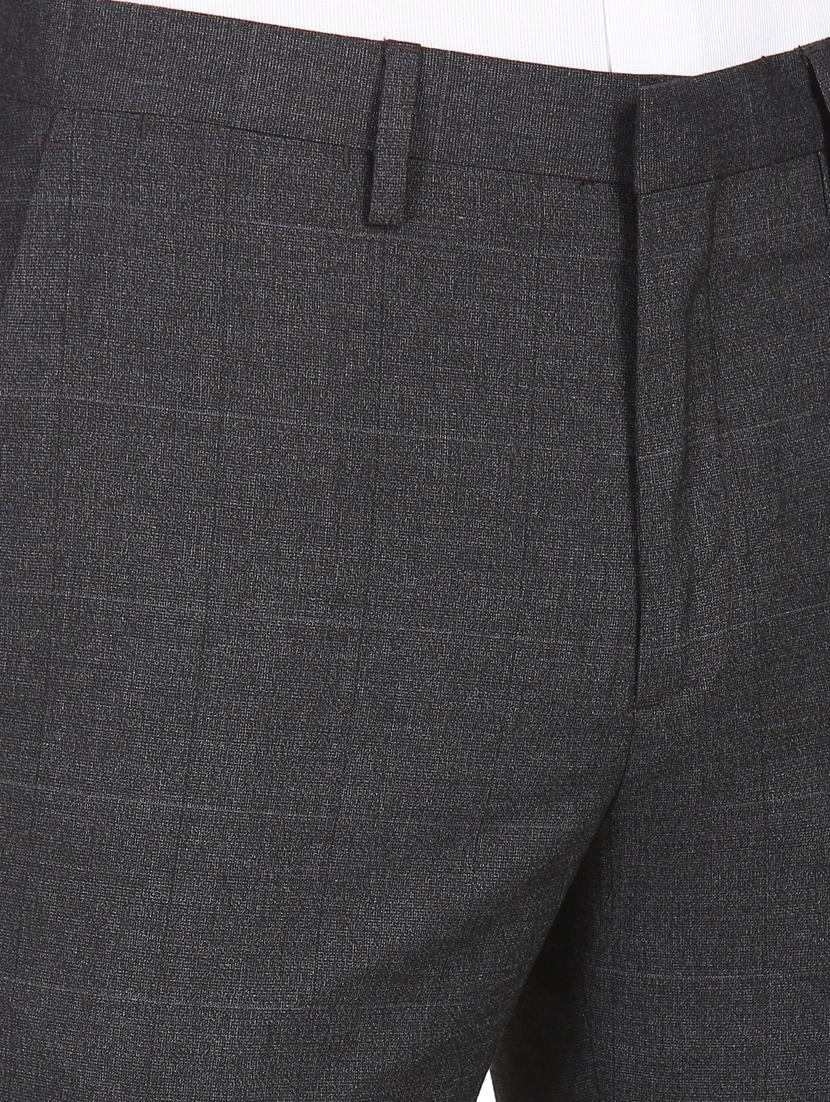 grey checkered flat front formal trouser - 17914545 - Zoom Image - 5