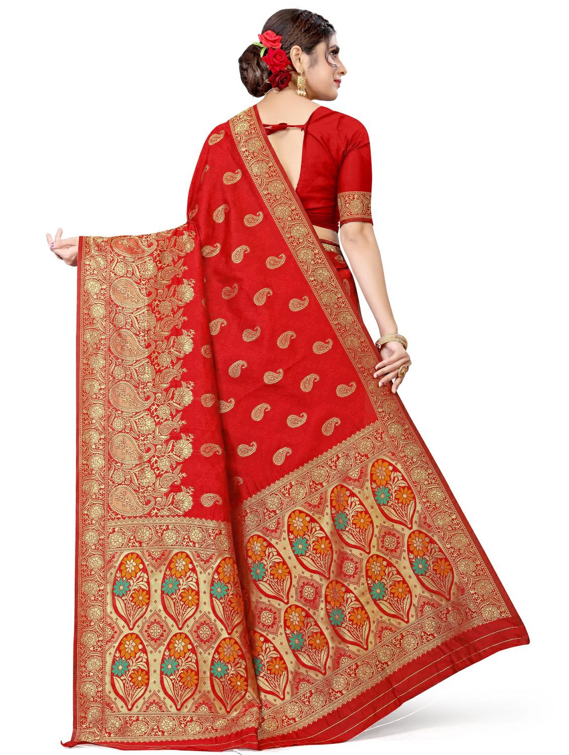 paisley kanjivaram saree with blouse - 17915021 - Zoom Image - 2