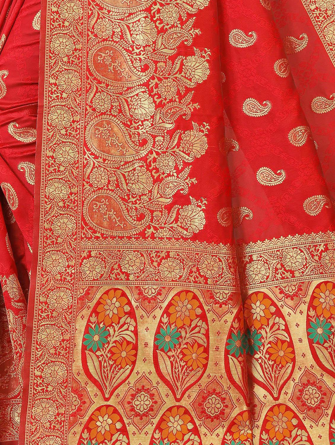 paisley kanjivaram saree with blouse - 17915021 - Zoom Image - 4