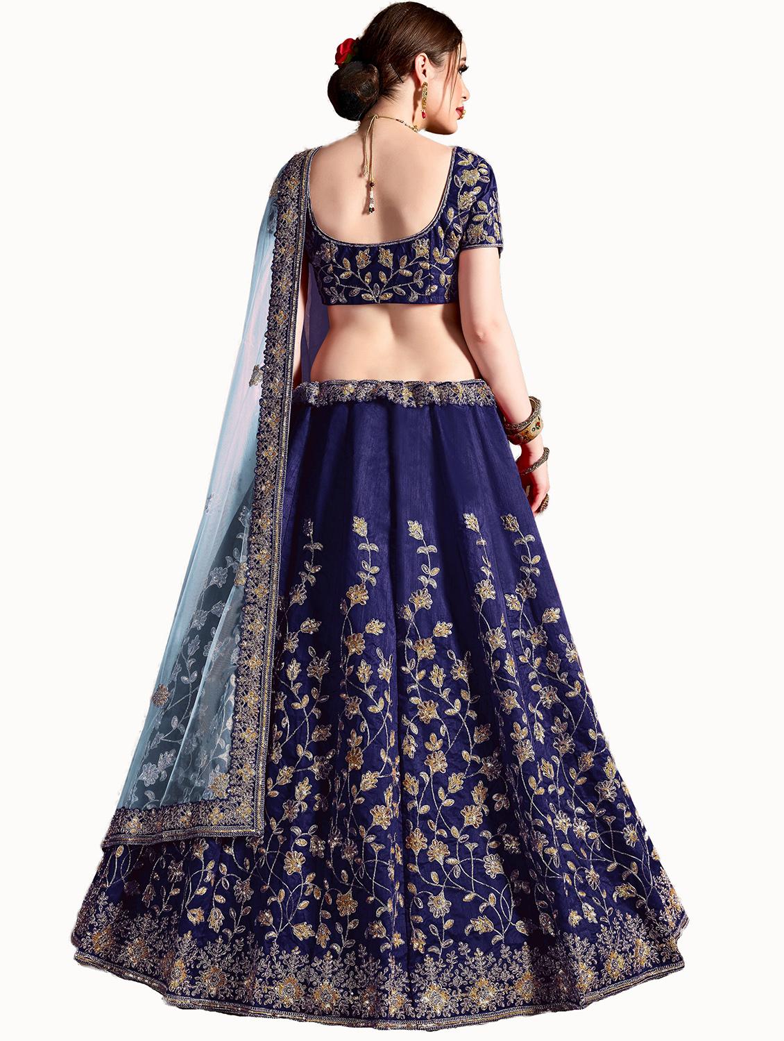 navy blue flared lehenga - 17915065 - Zoom Image - 2