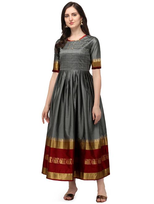 zari work a-line gown - 17916766 - Standard Image - 1