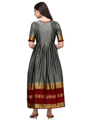 zari work a-line gown - 17916766 - Standard Image - 3